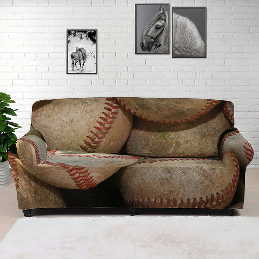 Grunge Baseballs Print Sofa Cover