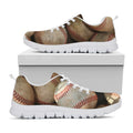 Grunge Baseballs Print White Running Shoes