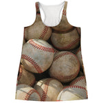 Grunge Baseballs Print Women's Racerback Tank Top