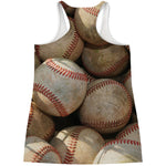 Grunge Baseballs Print Women's Racerback Tank Top