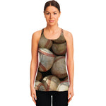 Grunge Baseballs Print Women's Racerback Tank Top