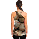 Grunge Baseballs Print Women's Racerback Tank Top