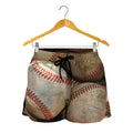 Grunge Baseballs Print Women's Shorts