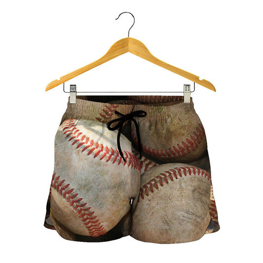 Grunge Baseballs Print Women's Shorts