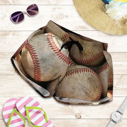 Grunge Baseballs Print Women's Shorts