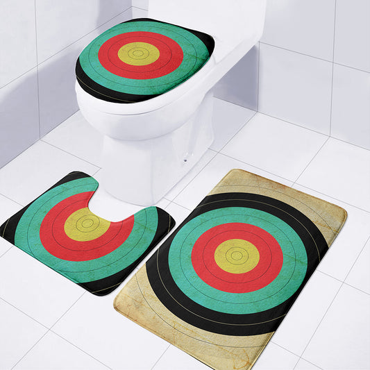 Grunge Bullseye Target Print 3 Piece Bath Mat Set