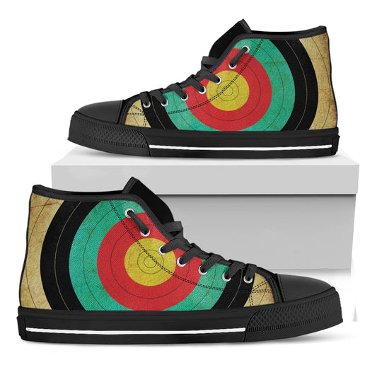 Grunge Bullseye Target Print Black High Top Shoes