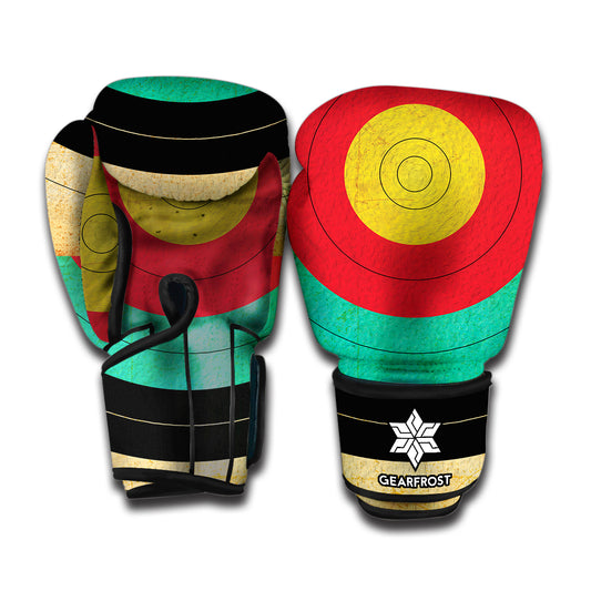 Grunge Bullseye Target Print Boxing Gloves
