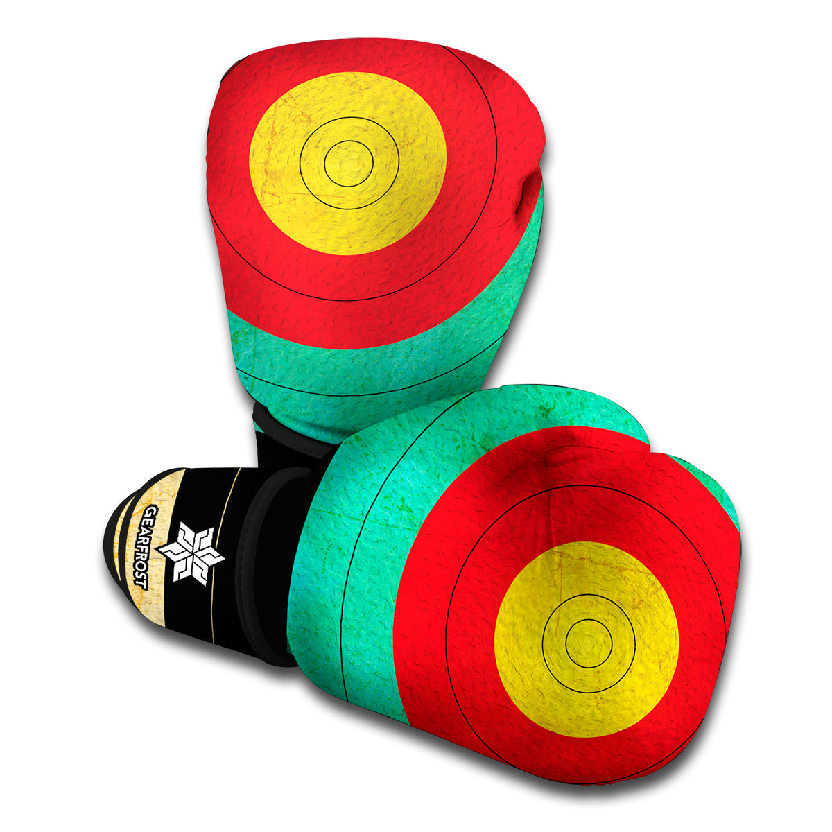 Grunge Bullseye Target Print Boxing Gloves