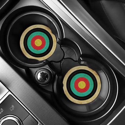 Grunge Bullseye Target Print Car Coasters