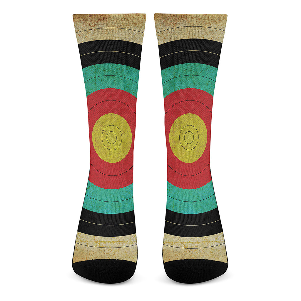 Grunge Bullseye Target Print Crew Socks
