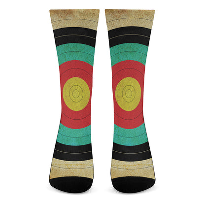Grunge Bullseye Target Print Crew Socks