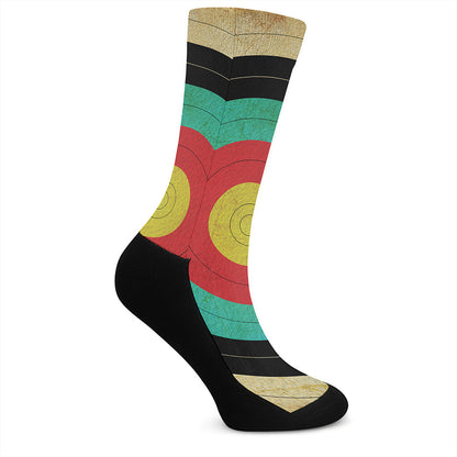 Grunge Bullseye Target Print Crew Socks