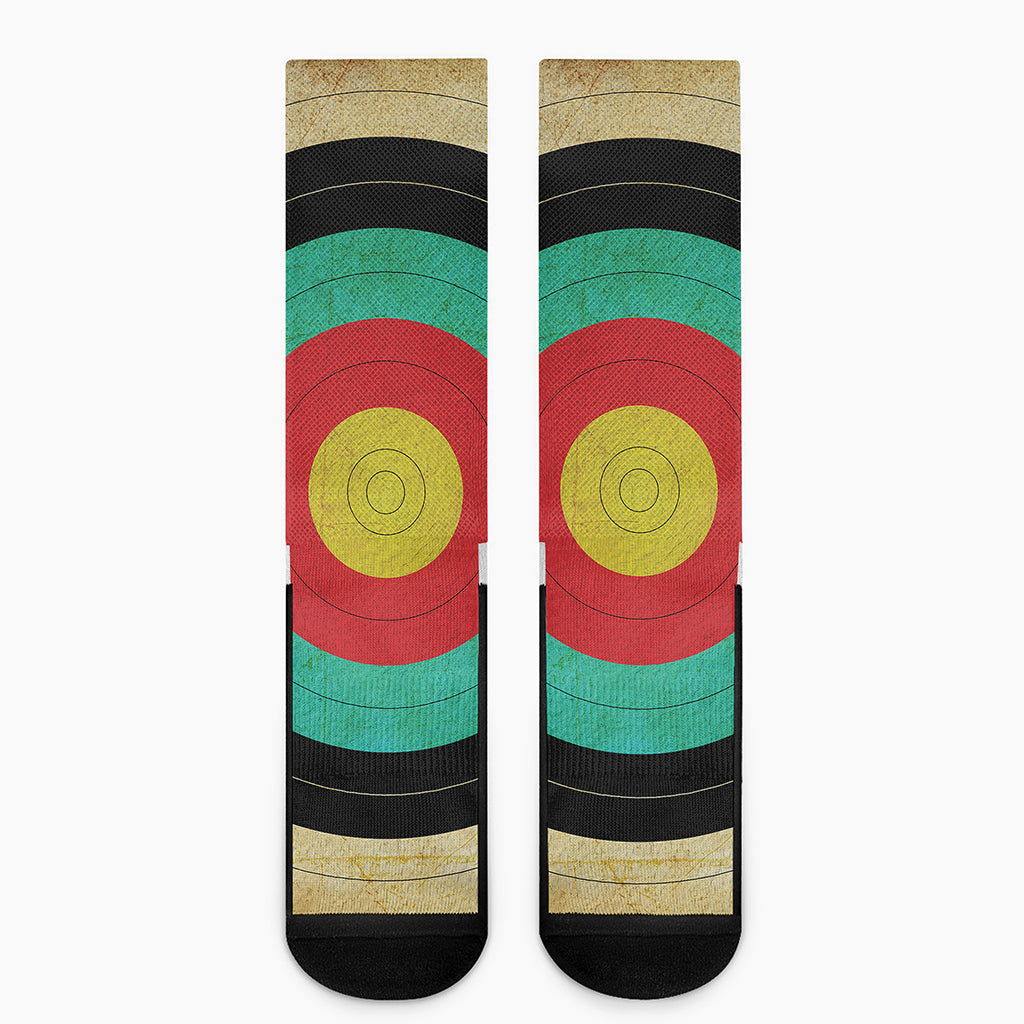 Grunge Bullseye Target Print Crew Socks