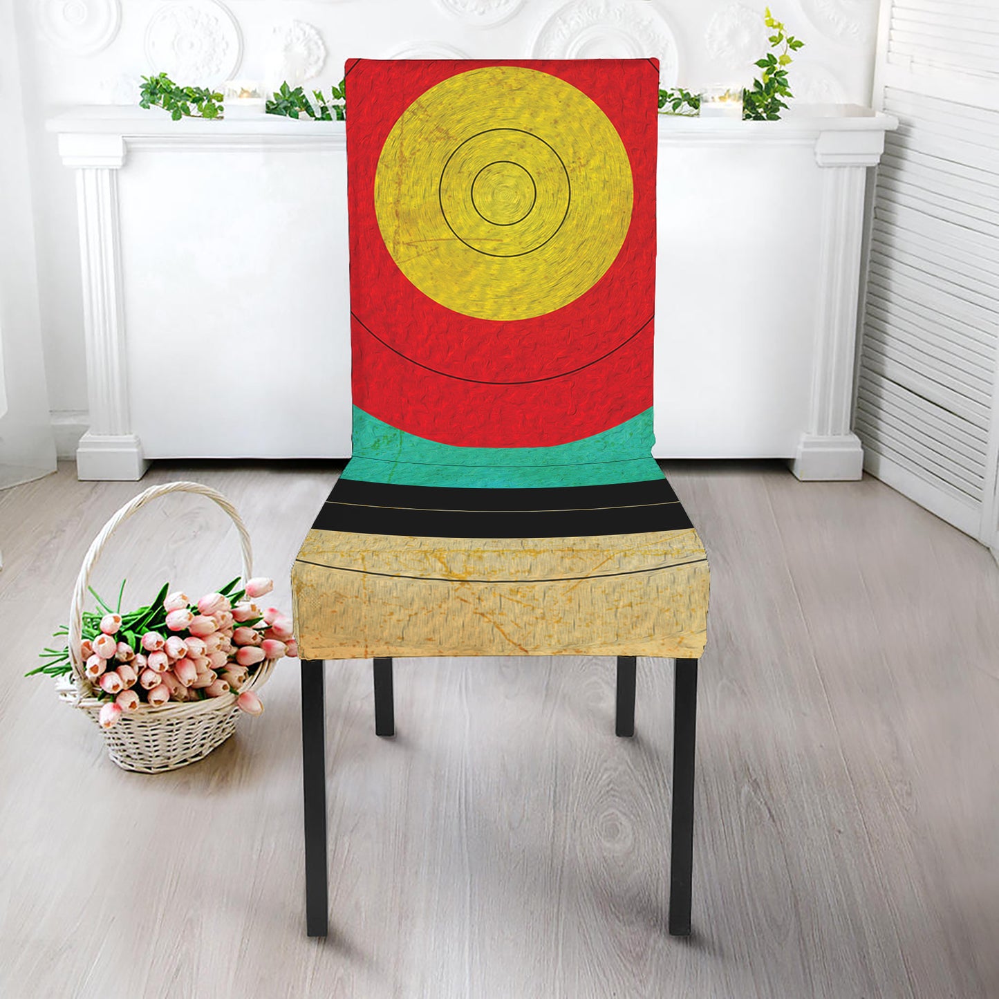 Grunge Bullseye Target Print Dining Chair Slipcover