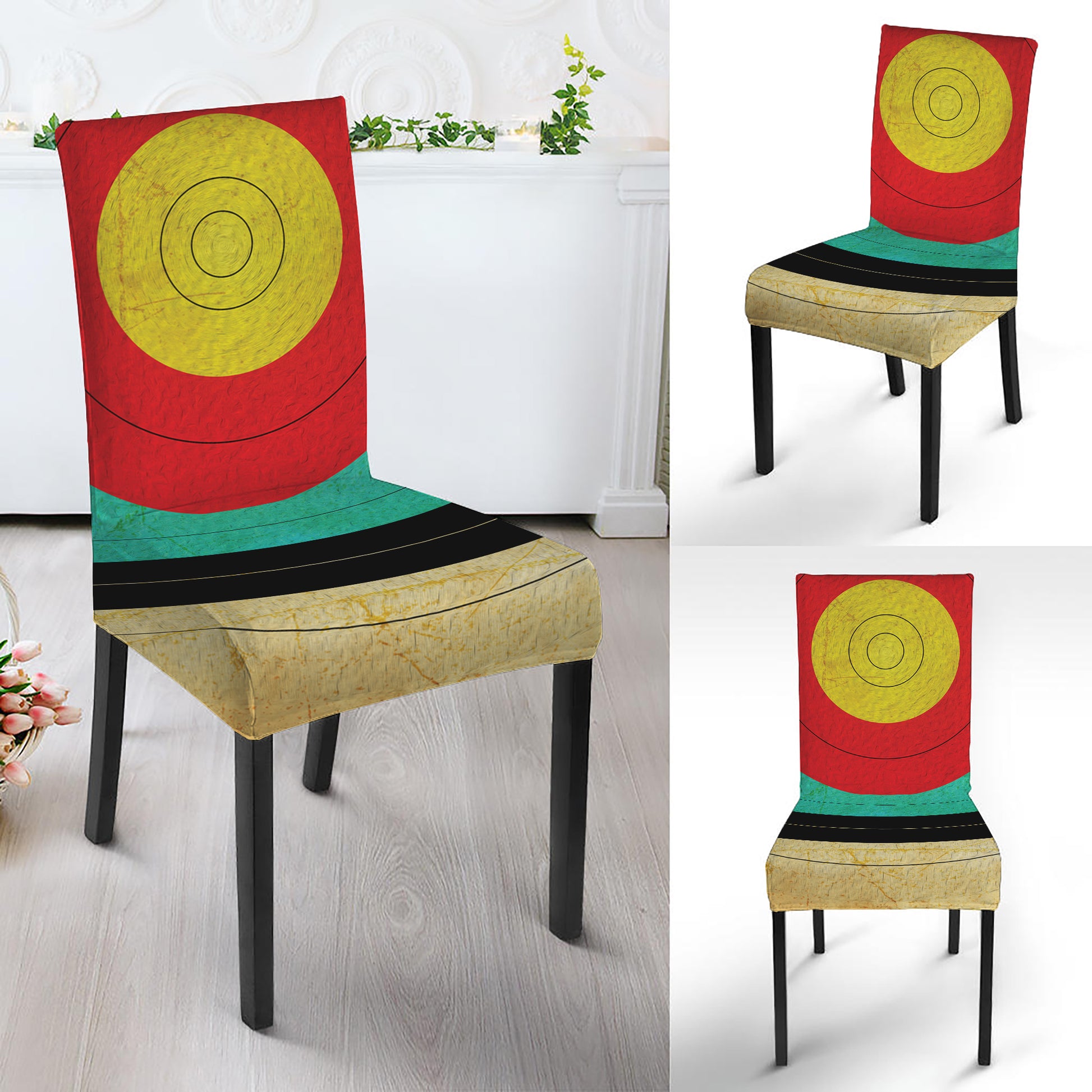 Grunge Bullseye Target Print Dining Chair Slipcover