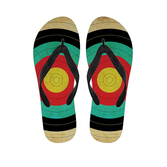 Grunge Bullseye Target Print Flip Flops