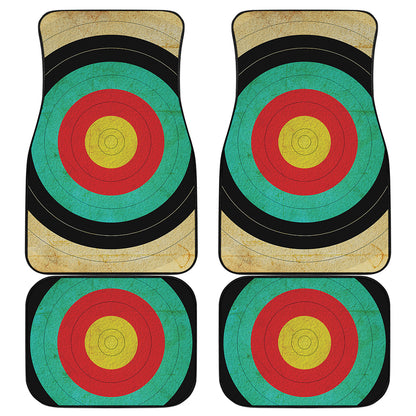Grunge Bullseye Target Print Front and Back Car Floor Mats