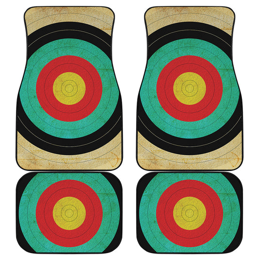Grunge Bullseye Target Print Front and Back Car Floor Mats