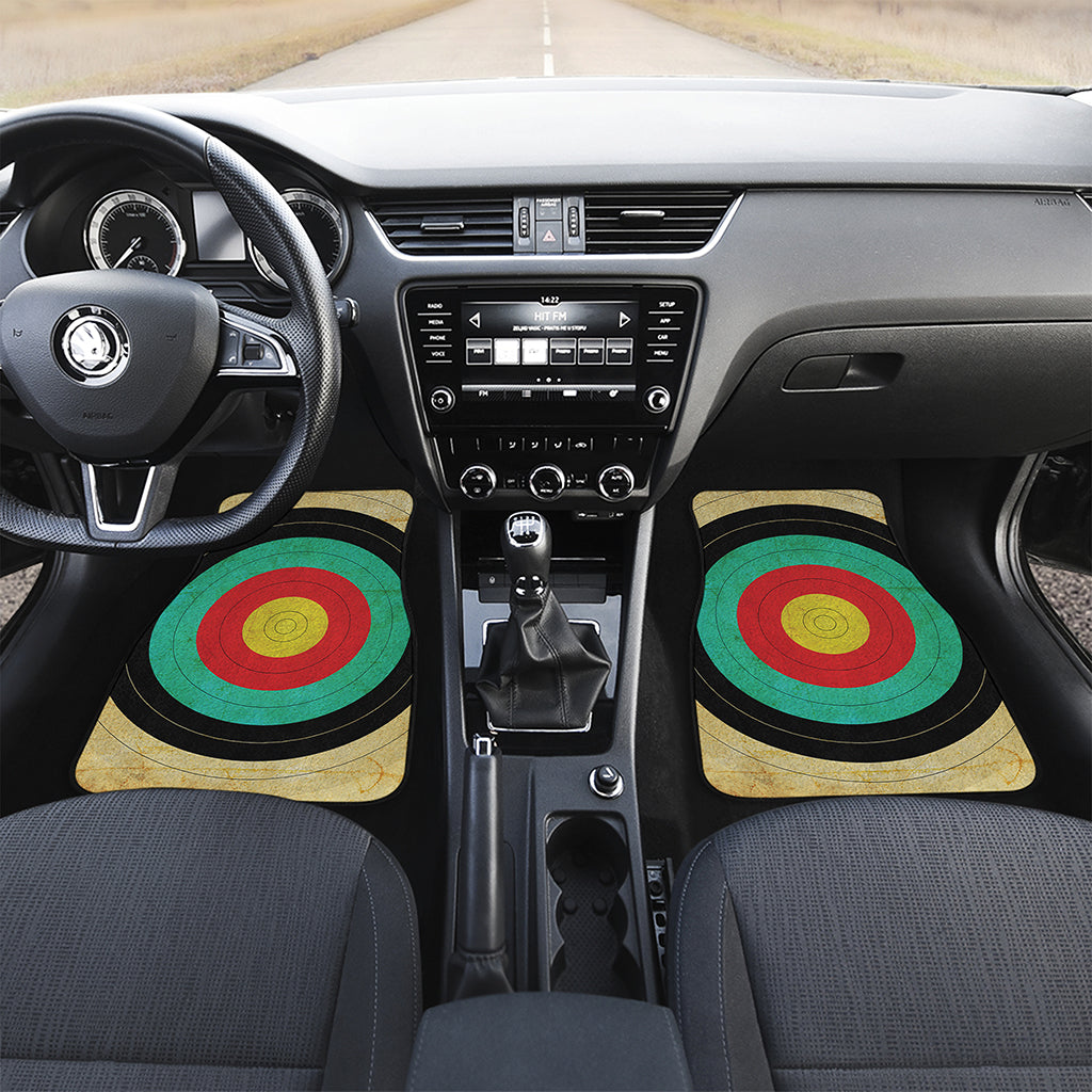 Grunge Bullseye Target Print Front and Back Car Floor Mats