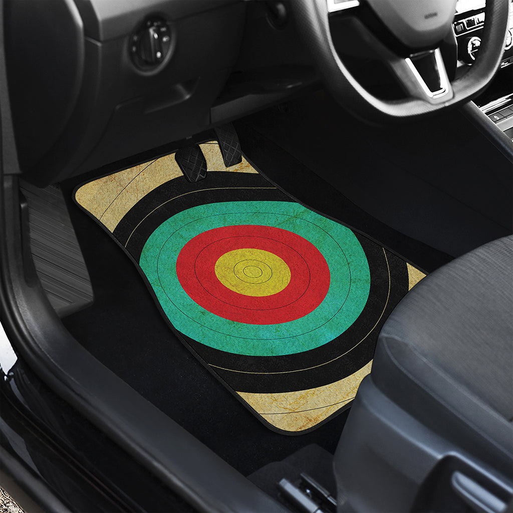 Grunge Bullseye Target Print Front and Back Car Floor Mats