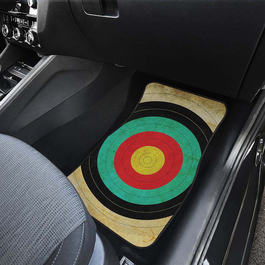 Grunge Bullseye Target Print Front and Back Car Floor Mats