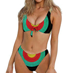 Grunge Bullseye Target Print Front Bow Tie Bikini