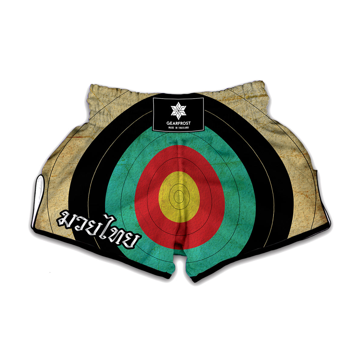 Grunge Bullseye Target Print Muay Thai Boxing Shorts