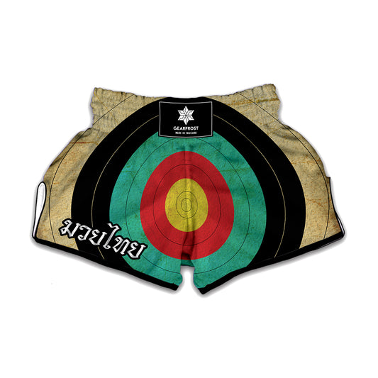 Grunge Bullseye Target Print Muay Thai Boxing Shorts