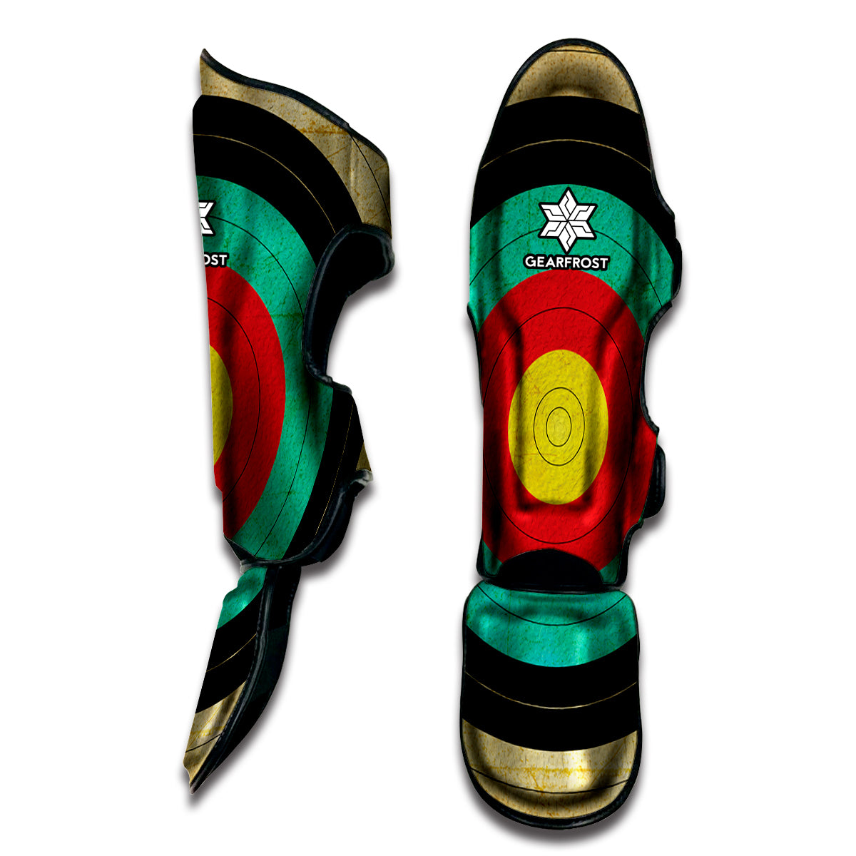 Grunge Bullseye Target Print Muay Thai Shin Guard