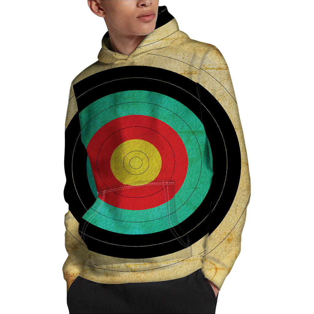 Grunge Bullseye Target Print Pullover Hoodie