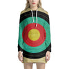 Grunge Bullseye Target Print Pullover Hoodie Dress