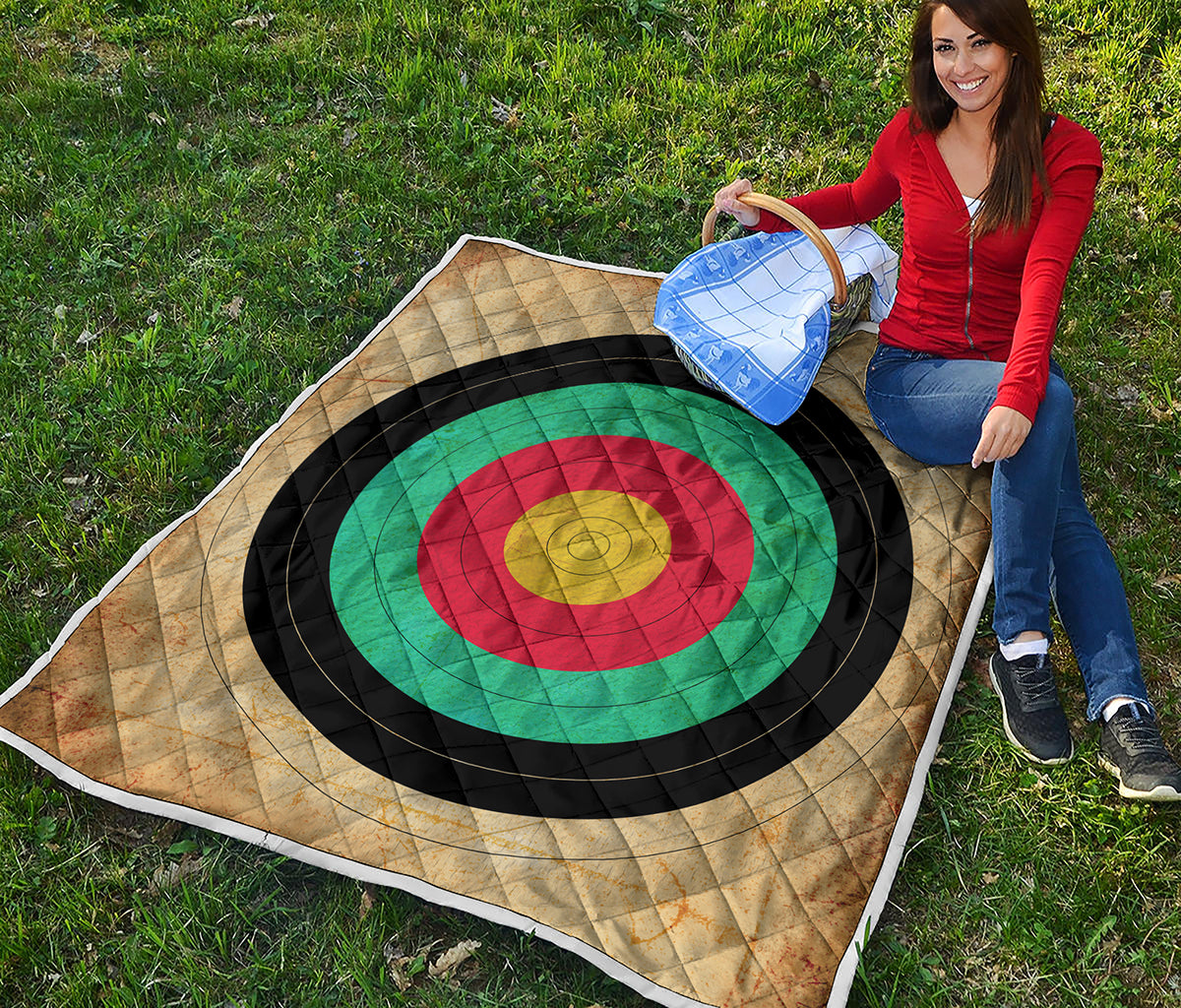 Grunge Bullseye Target Print Quilt