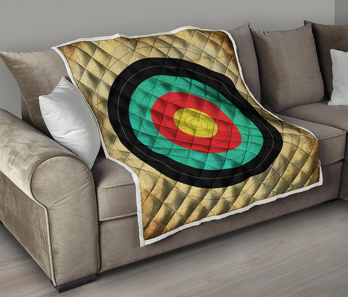 Grunge Bullseye Target Print Quilt