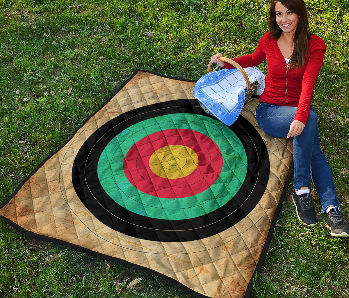 Grunge Bullseye Target Print Quilt