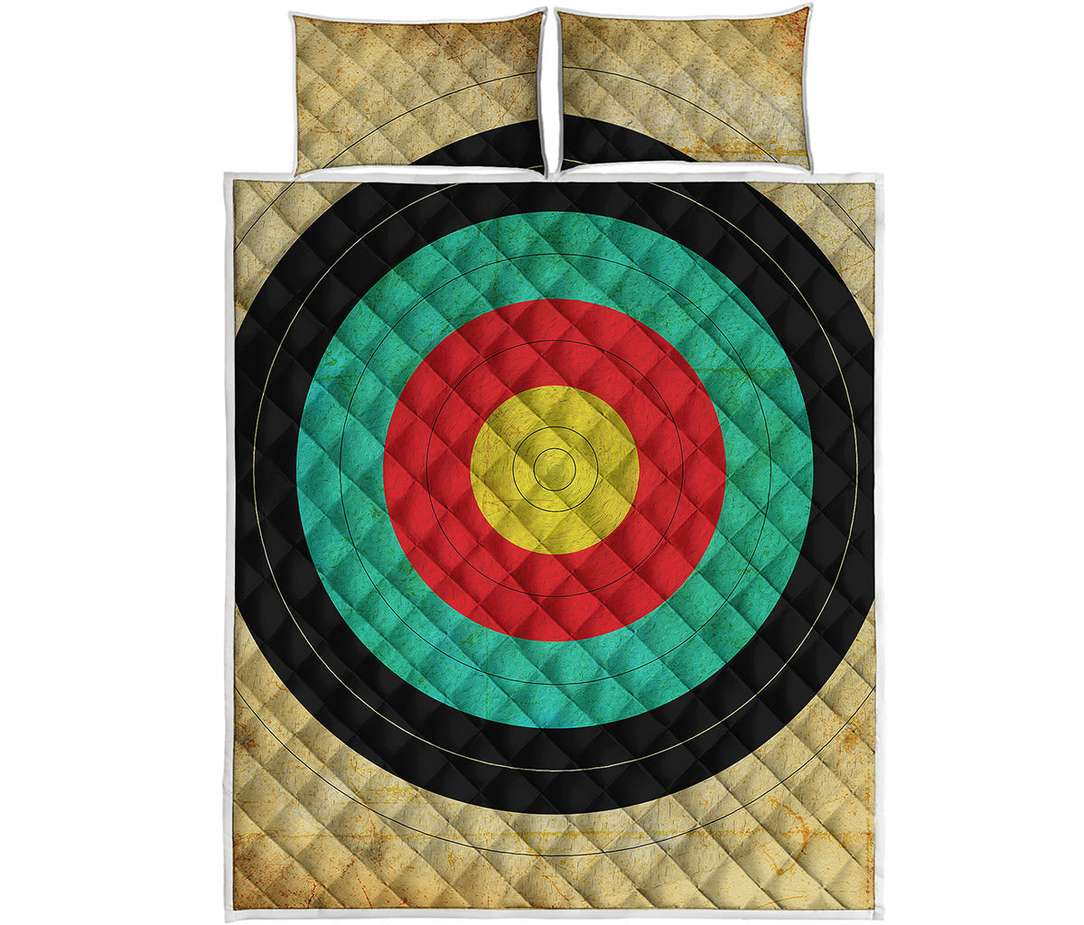Grunge Bullseye Target Print Quilt Bed Set