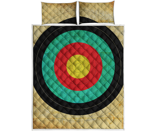 Grunge Bullseye Target Print Quilt Bed Set