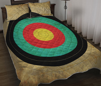 Grunge Bullseye Target Print Quilt Bed Set