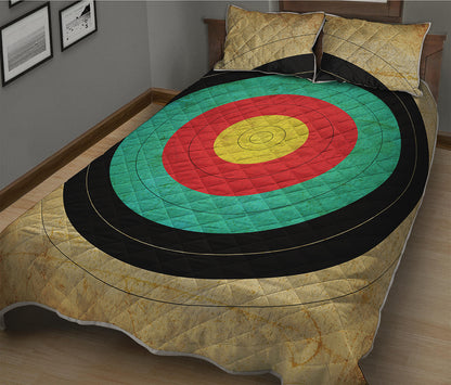 Grunge Bullseye Target Print Quilt Bed Set