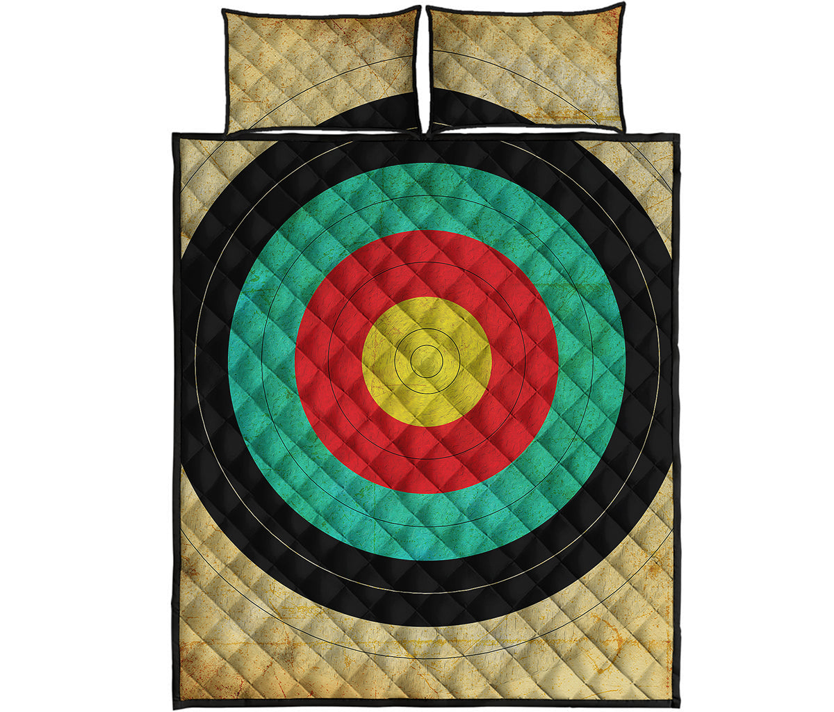 Grunge Bullseye Target Print Quilt Bed Set