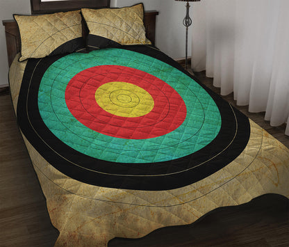 Grunge Bullseye Target Print Quilt Bed Set