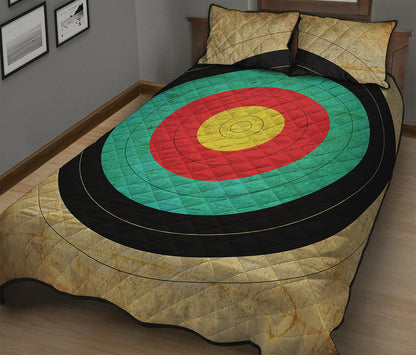 Grunge Bullseye Target Print Quilt Bed Set