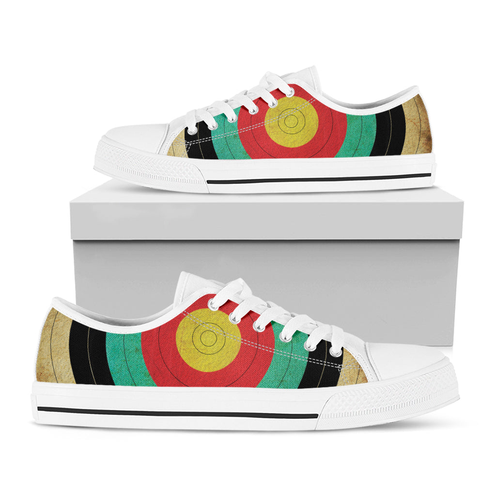 Grunge Bullseye Target Print White Low Top Shoes