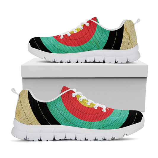Grunge Bullseye Target Print White Sneakers