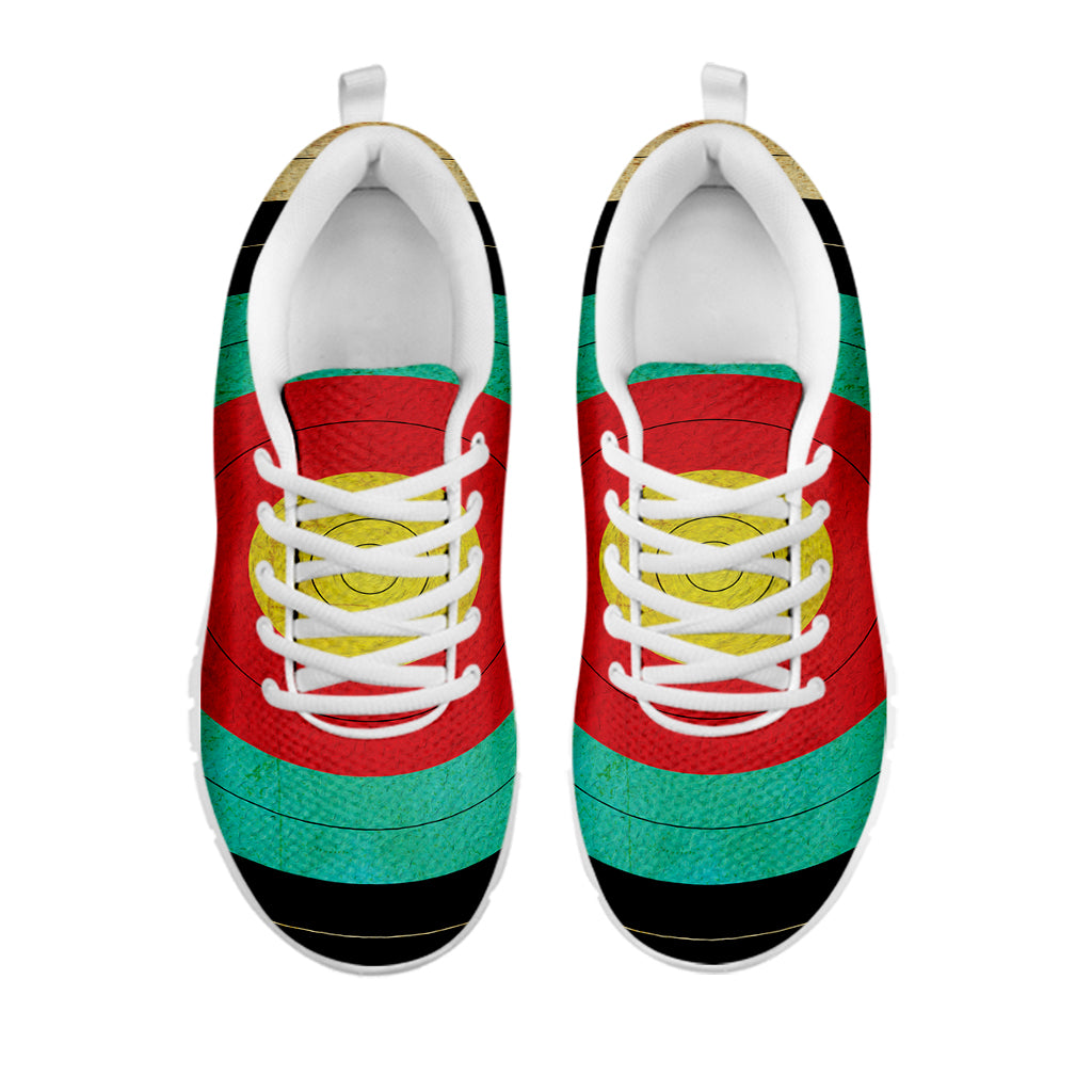 Grunge Bullseye Target Print White Sneakers