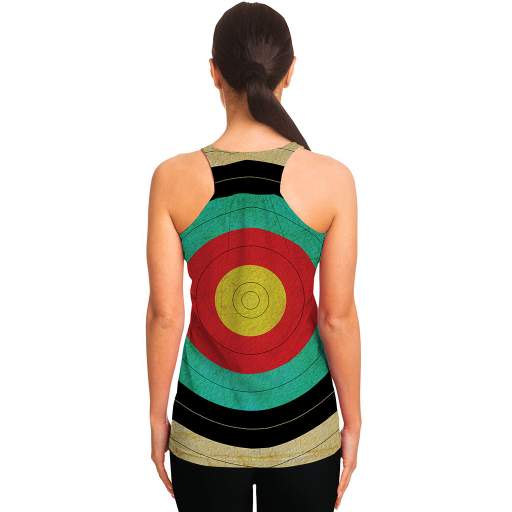 Grunge Bullseye Target Print Women's Racerback Tank Top