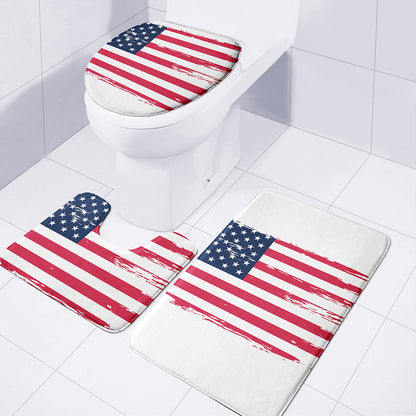 Grunge Flag Of USA Print 3 Piece Bath Mat Set