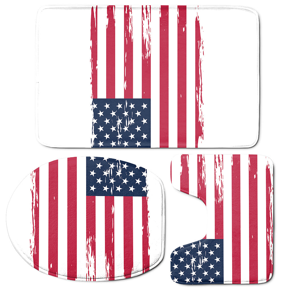 Grunge Flag Of USA Print 3 Piece Bath Mat Set
