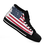 Grunge Flag Of USA Print Black High Top Shoes