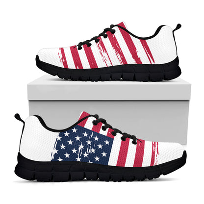 Grunge Flag Of USA Print Black Sneakers